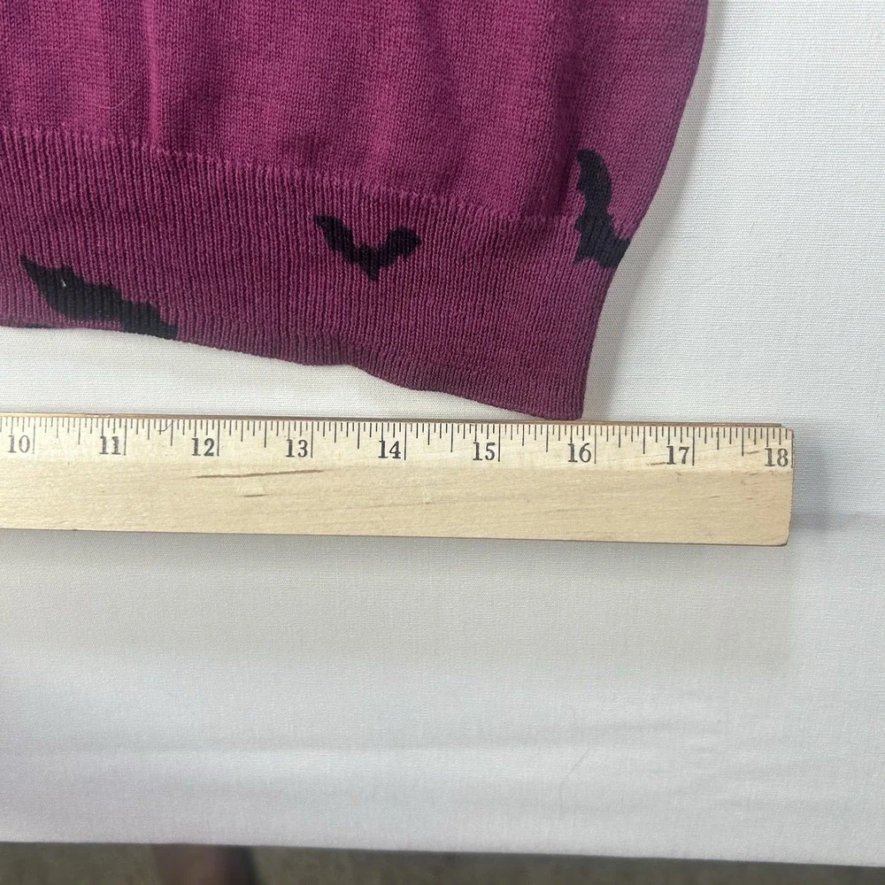 Modcloth Bat Dress Large Knit Midi Sweater Bodycon Purple Goth Witch Halloween - Picture 15 of 16